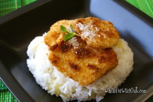 Coconut Crusted Chicken Breast with Pineapple Rice