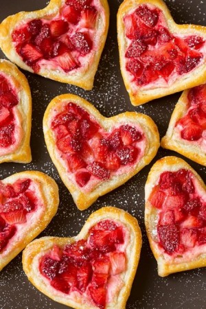 Heart Shaped Strawberry Cream Cheese Breakfast Pastries