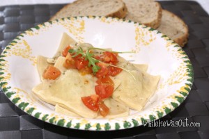 Homemade Ravioli with Mushrooms and Ham