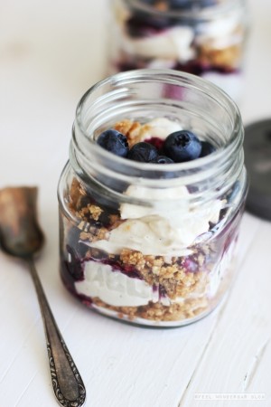 No Bake Blueberry Cheesecake in a Jar