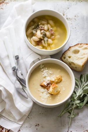 Tuscan white bean soup, 2 ways